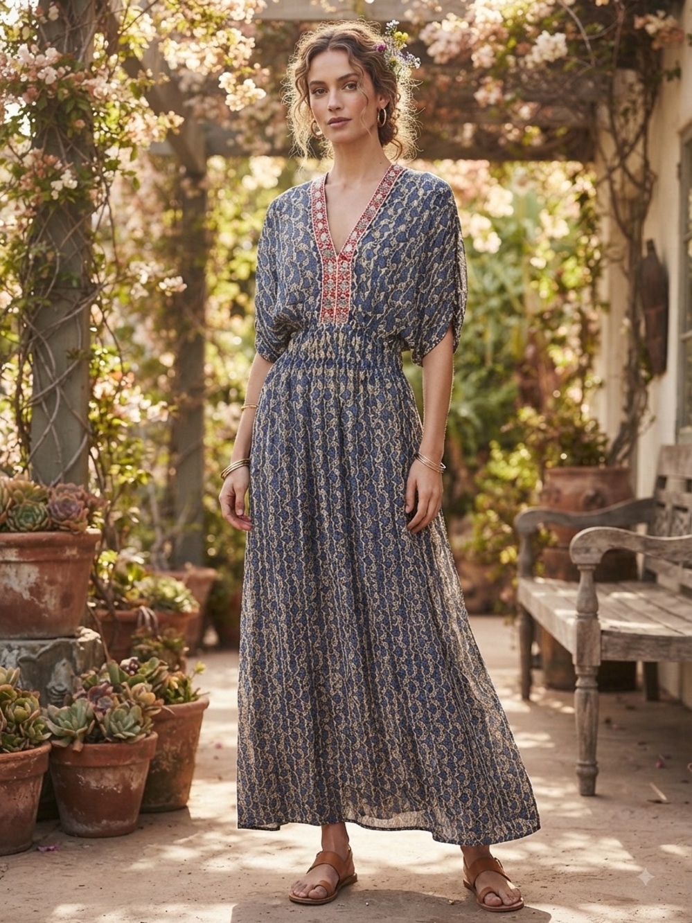 Vineet Bahl | Anthropologie | Oda Embellished & Beaded Maxi Dress | Sz 4